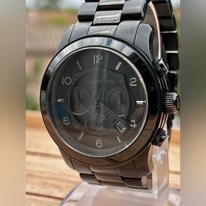 Michael Kors Runway MK-8157 Men's Black Leather Analog Dial Quartz Watch VK461